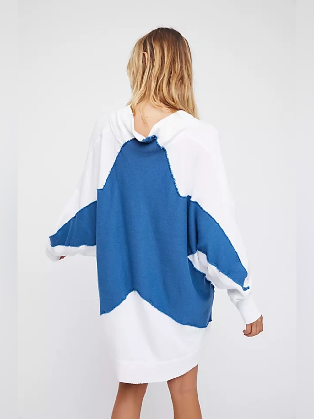 Free People Star Girl Oversized Pullover Sweatshirt XS/S White Blue Star Rare